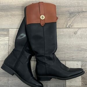 Tommy Hilfiger Black and Tan Tall Boots